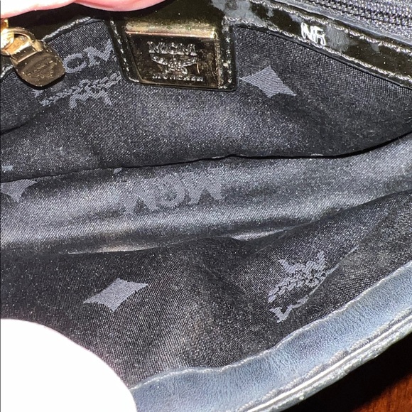 MCM Black Embossed shoulder  Bag with Gold Chain GUC - Picture 11 of 16